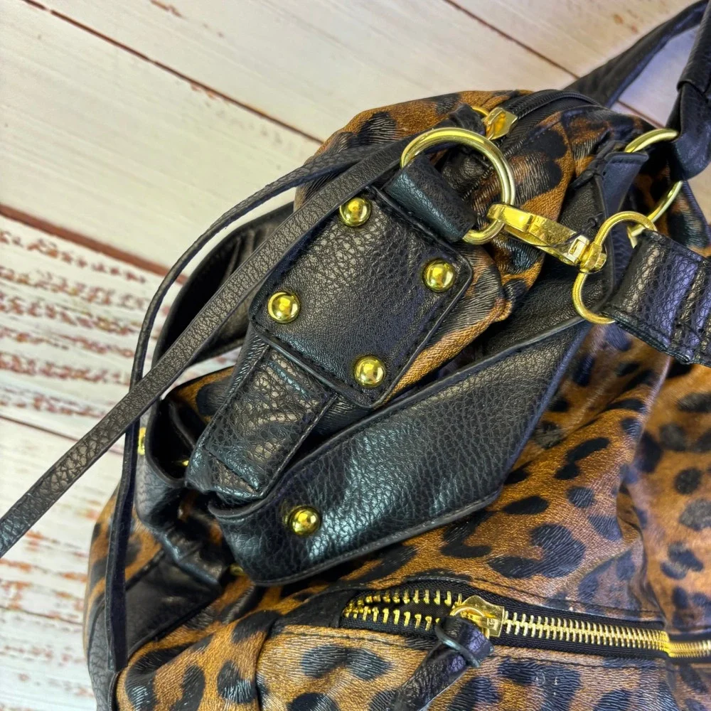 Vintage Kardashian Kollection Capetown Satchel Leopard Faux Leather Mob Wife